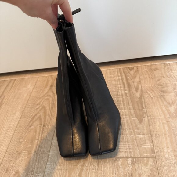 Zara Black Zip-Up Heeled Boots size 5.5 - Picture 2 of 5